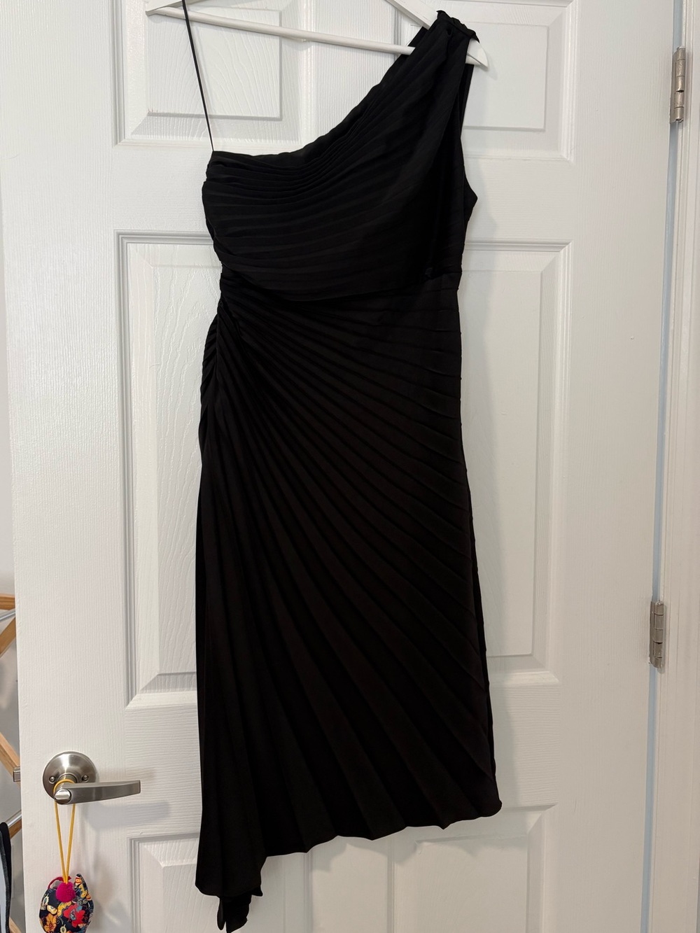Banana Republic Black One-Shoulder Pleated Midi Dress